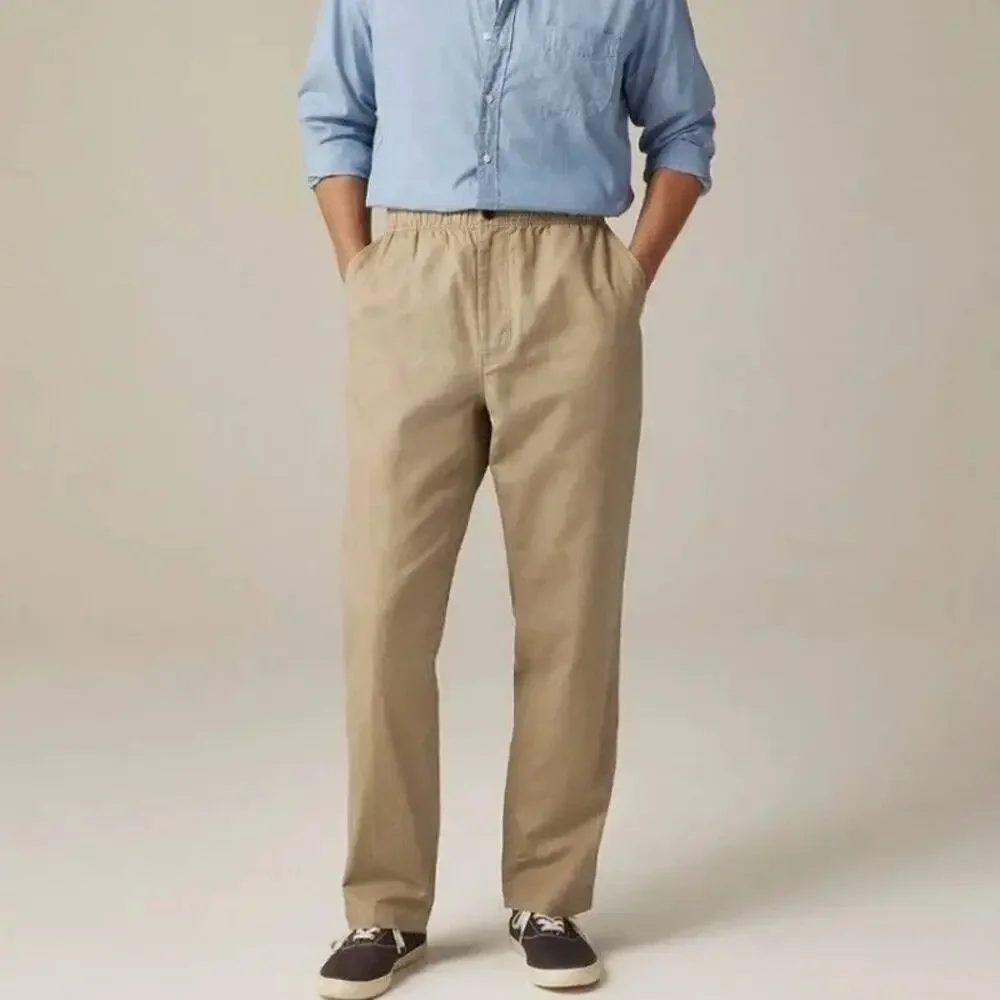 New J.Crew Pier Khaki Linen Blend Pants Men's Small Coastal Preppy Old Money